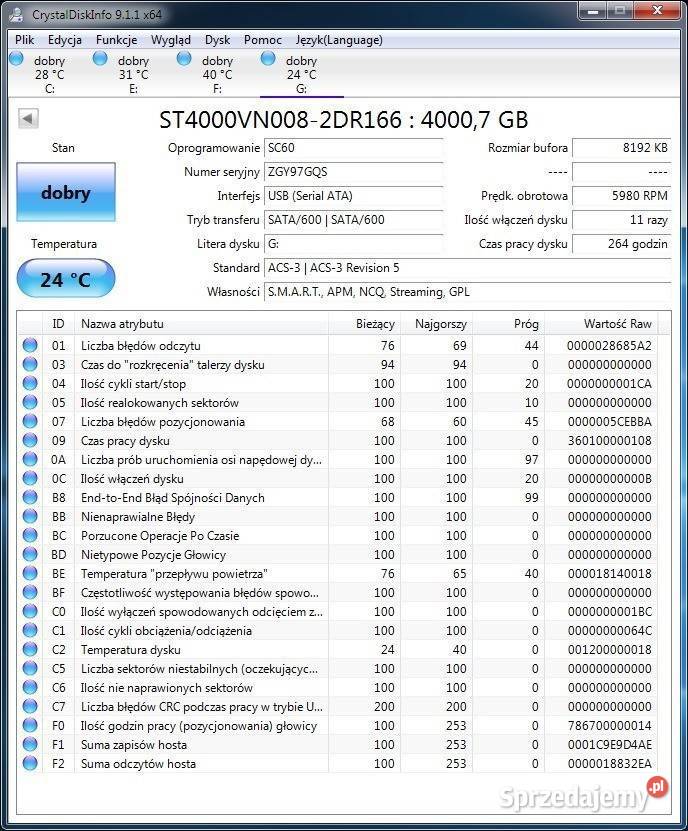 Dysk Seagate IronWolf 4TB NAS ST4000VN008 SATA Tomaszów Lubelski