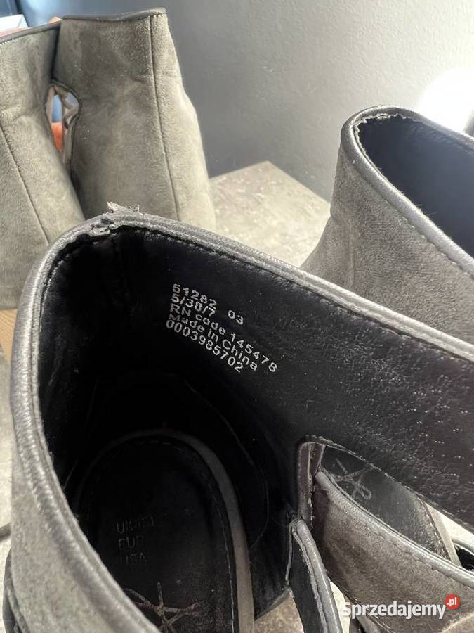 Buty szpilki na obcasie klocku na wiązanie szare podkarpackie