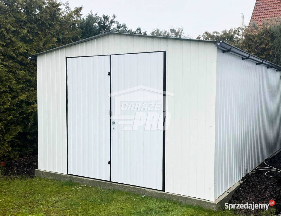Garaż blaszany 4x6 Brama dwuskrzydłowa Biały samodzielny Szczecinek