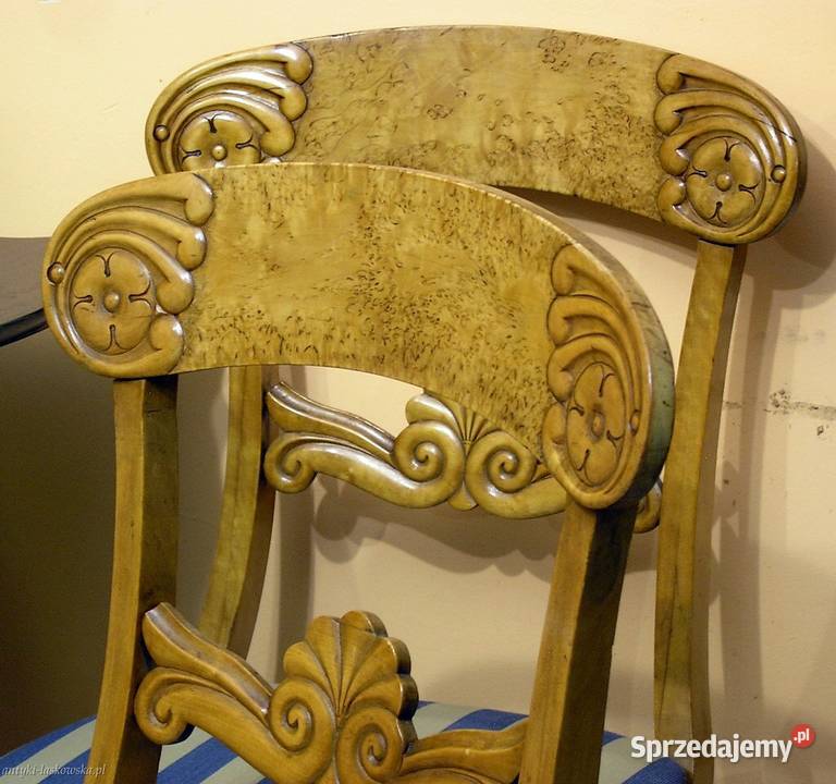 6 krzeseł Biedermeier brzoza Sopot