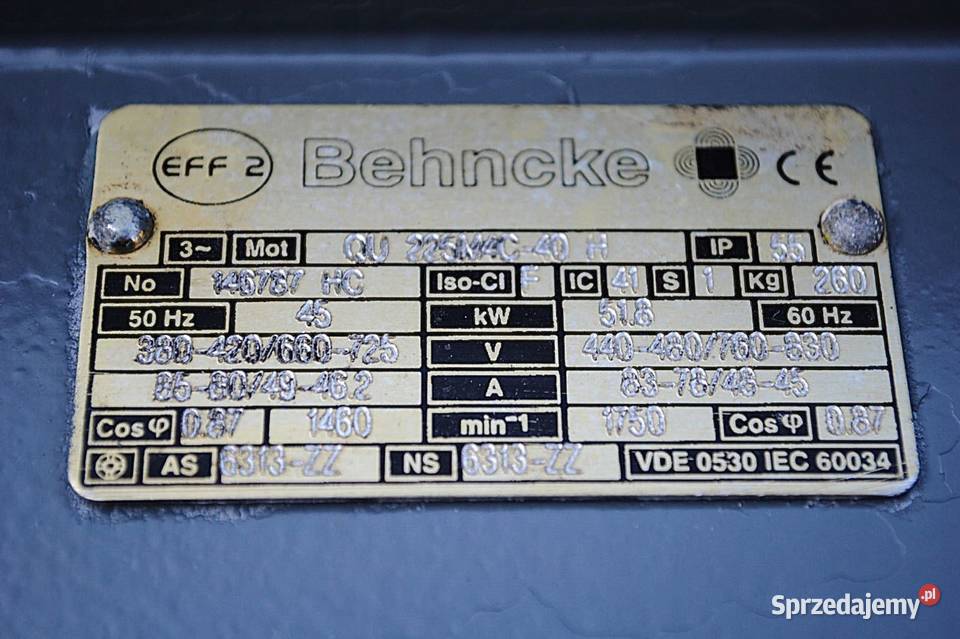 Silnik elektryczny 45kw 1460obrmin Behncke Kargowa