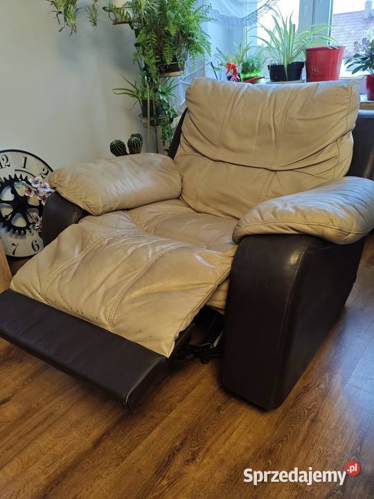 Fotel skórzany relax Ligota Mała sprzedam