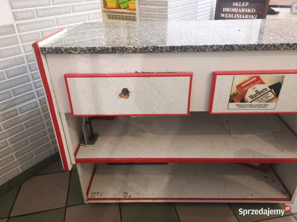 Lada sklepowa 120 z blatem granitowym Sklep śląskie Pszczyna