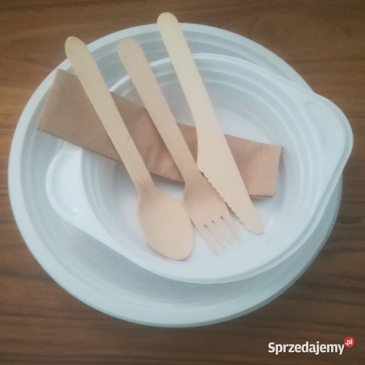 Zestaw jednorazowy obiadowy sztućce białe