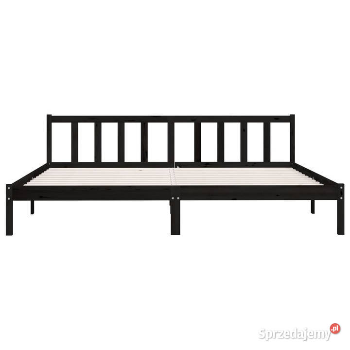 Rama łóżka czarna lite drewno sosnowe 200 x 200 Łóżka