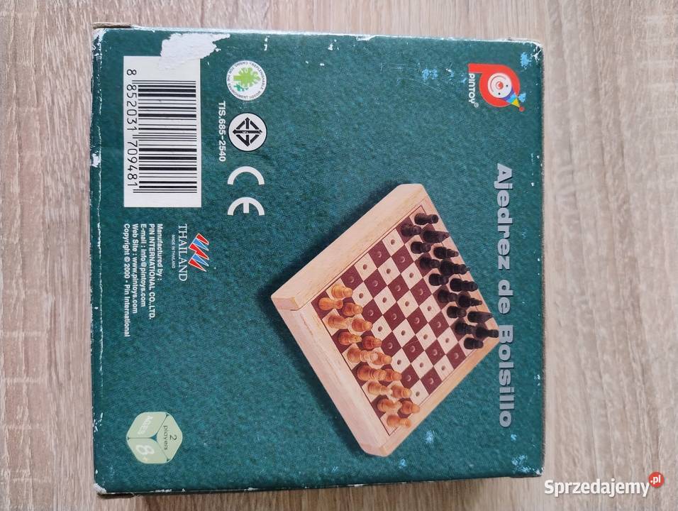 Szachy Kieszonkowe Drewniane Pintoy Pocket Chess 8 lat+