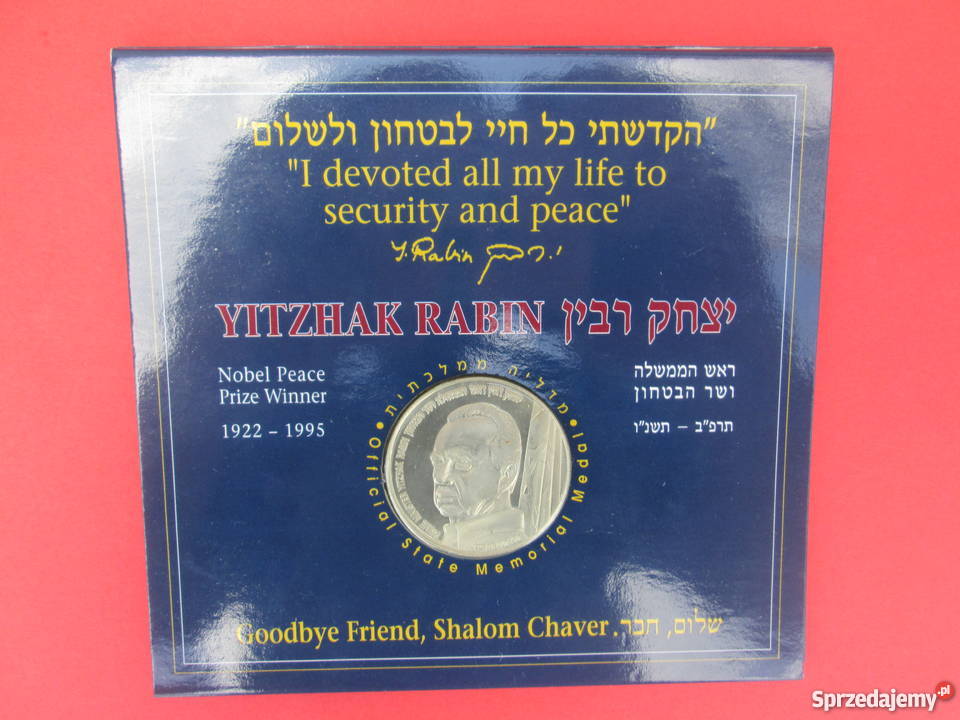 MEDAL IZRAEL 1995 YITZHAK RABIN Skierbieszów