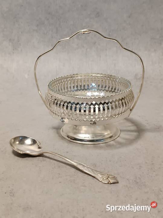 Vintage Szklana Cukiernica w koszyku zachodniopomorskie