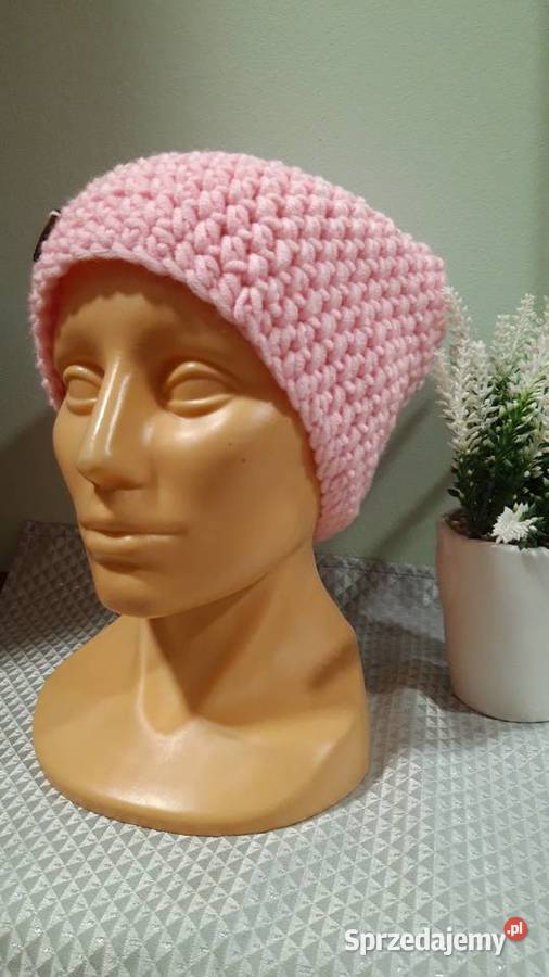 Czapka smerfetka delikatny róż Handmade Dla kobiet dolnośląskie Wrocław