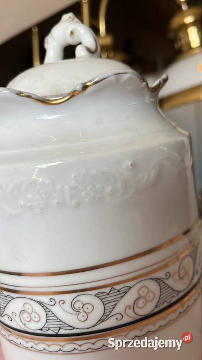 Duży dzbanek do kawy Złocenia i czarna emaila Gdańsk