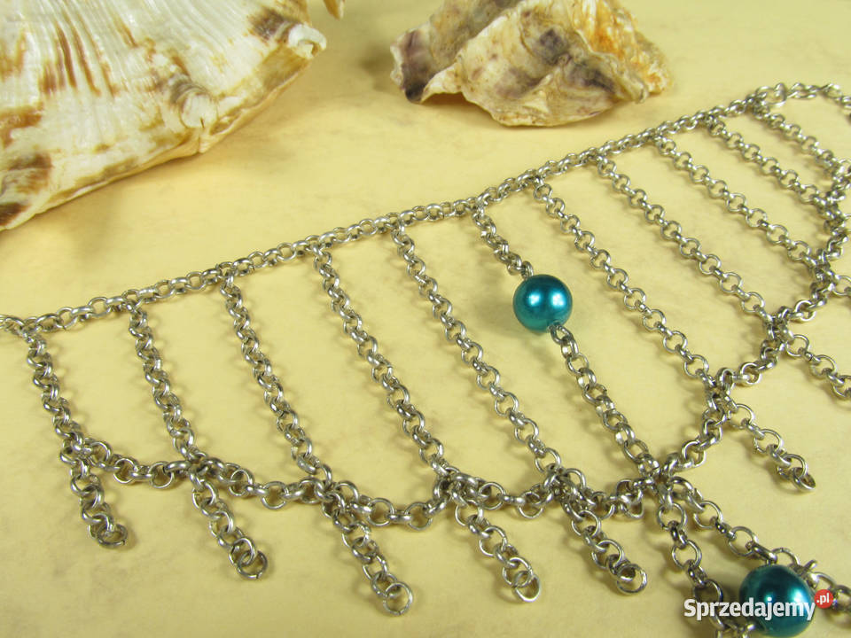 Bransoletka na palec łańcuszek srebrny koraliki