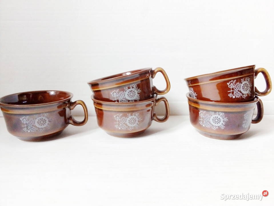 5 filiżanek Pruszków porcelit vintage PRL Częstochowa