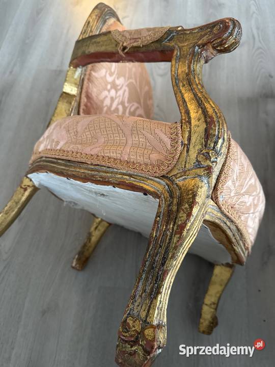 Fotel fotelik małej księżniczki antyk drewniany dolnośląskie Bystrzyca Kłodzka