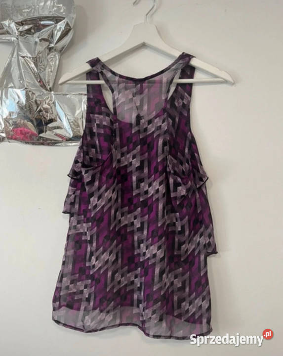 Fioletowa falbaniasta lekka przewiewna bluzka z Łódź