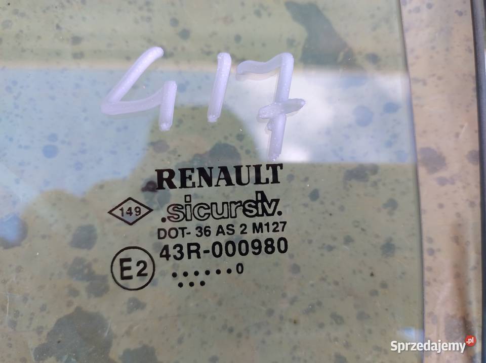 Szyba drzwi przednia prawa i lewa tylna Renault lubelskie Zahajki-Kolonia sprzedam