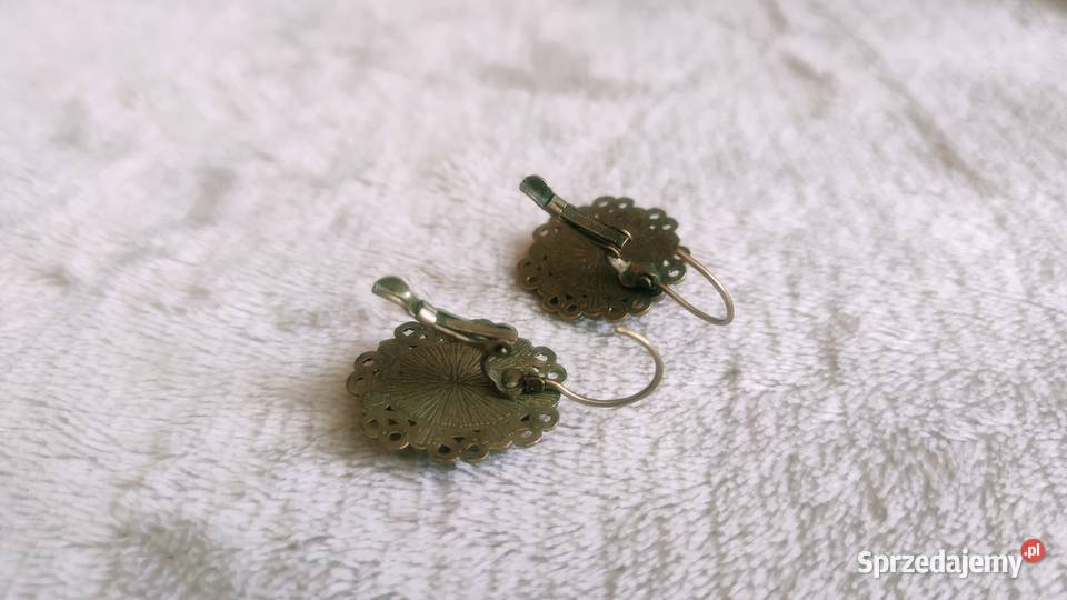 Kolczyki kamea kamee vintage retro brąz z Tarnowskie Góry