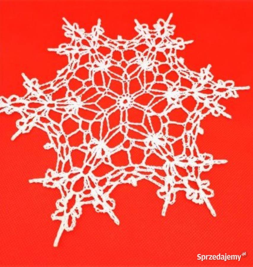 Śnieżynka na szydełku rękodzieło biała bawełna Poznań