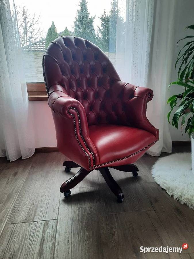 Fotel biurowy Chesterfield Skóra Crest Poznań sprzedam