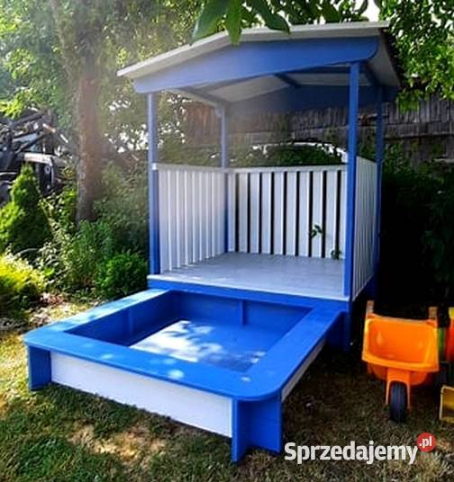 Piaskownica drewniana z domkiem ogrodowy domek Radków