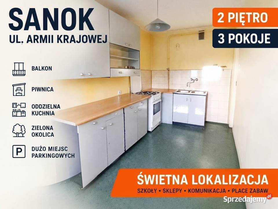 Sanok Armii Krajowej 3 pokoje 2 piętro świetna