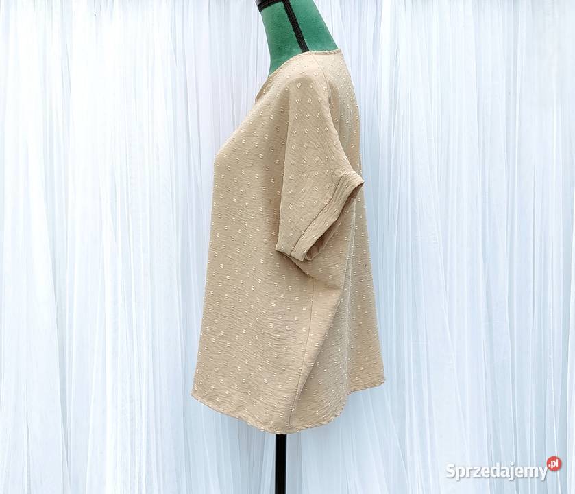 Prosta beżowa bluzka XL 42 XXL 44 top pudełkowa Szczecin sprzedam