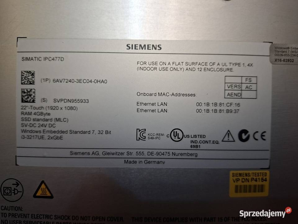 Siemens Simatic IPC477D Bielsko-Biała