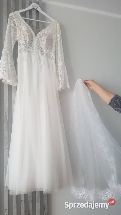 Sukienka ślubna Boho używana welon Kalisz