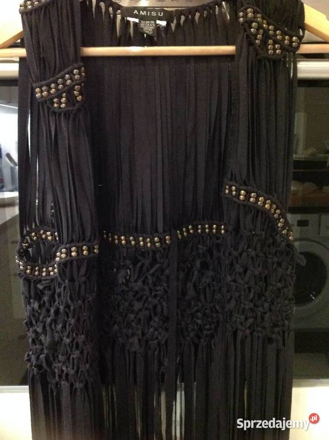 Kamizelka Narzutka z Frędzlami Damska AMISU 3436 Nowa Sól