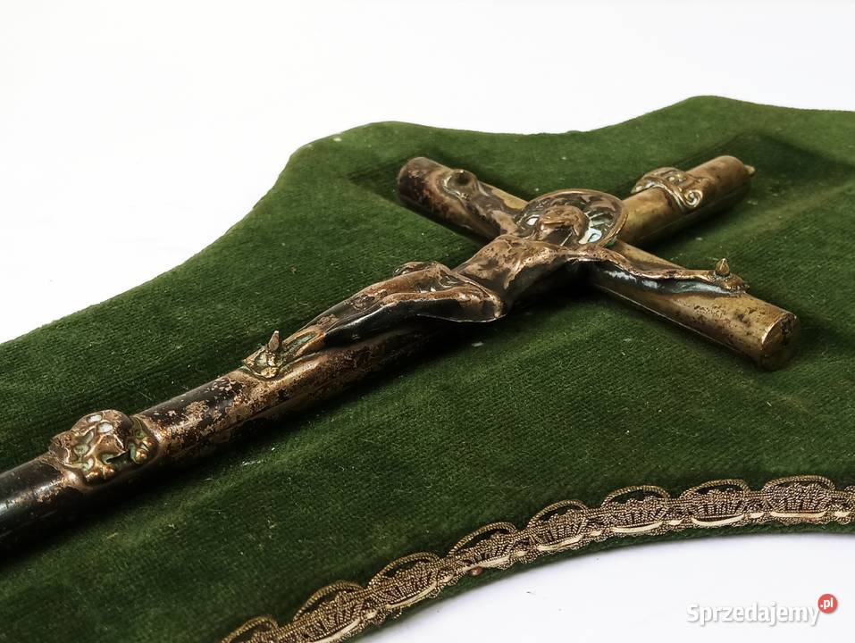 Zabytkowy Krzyż Srebro Jezus Chrystus lubuskie