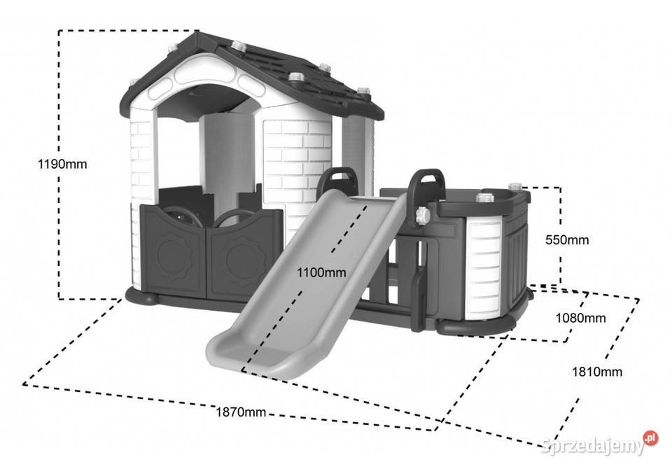 Domek ogrodowy dzieci ze zjeżdżalnią i ogródkiem Warszawa