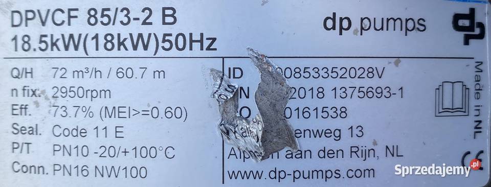 pompa DPVCF 8532 B 185kW 2940obr Pigża
