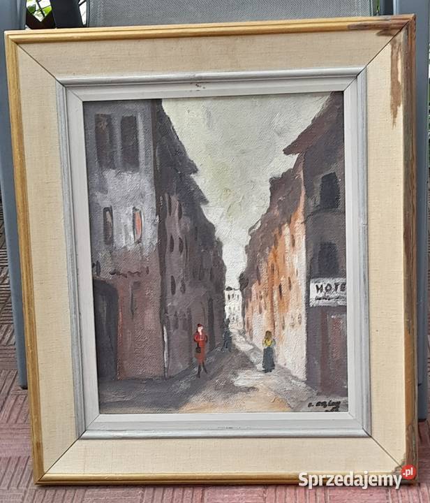 Uliczka AVIGNON obraz olejny deska sygnowany
