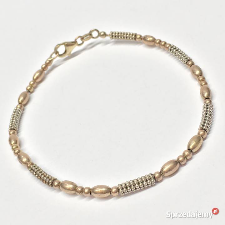 Złota BRANSOLETKA 375 9K PÓŁSZTYWNA różowe i Warszawa
