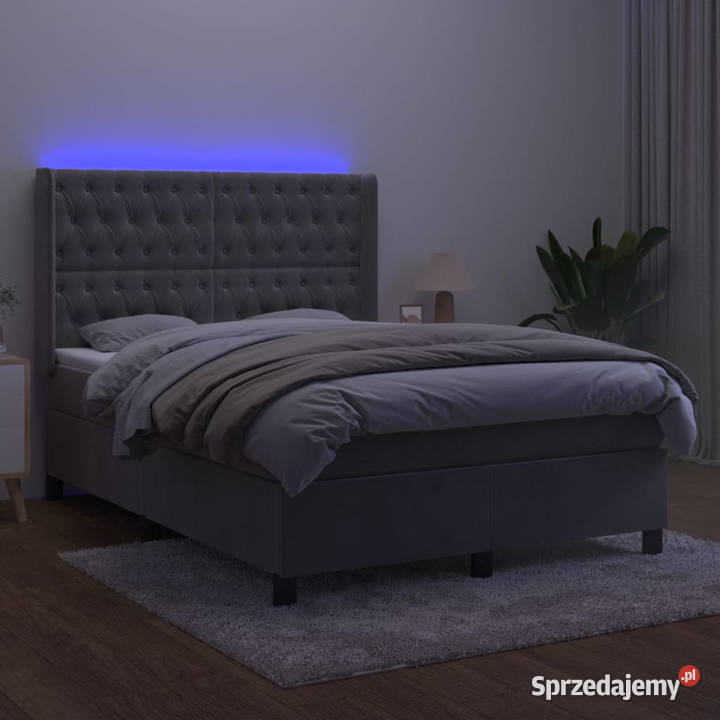 Łóżko kontynentalne z materacem i LED szare 128cm mazowieckie Warszawa sprzedam