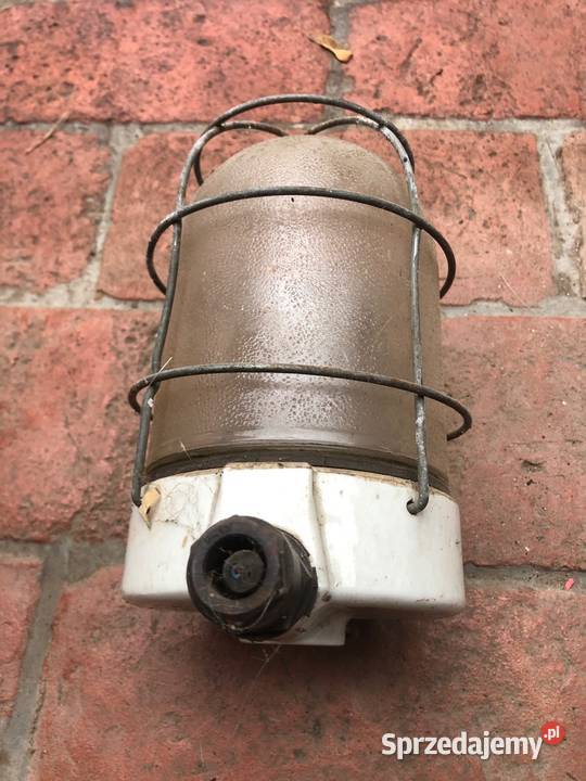 Lampa lofty PRL porcelanowa szklana garażowa do Poznań