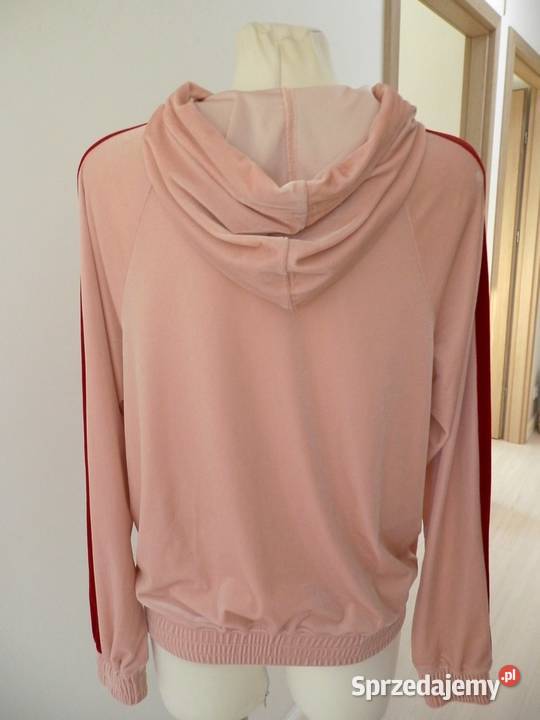 Bluza z Kapturem i Kieszenią Kangurka Welurowa różowy Łomża