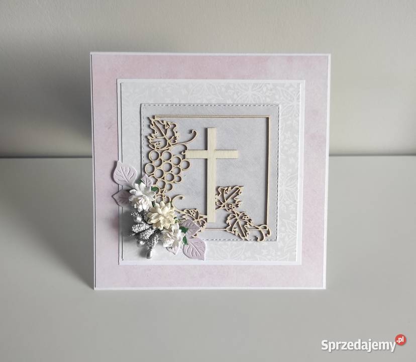 Kartka ręcznie robiona Komunia Święta handmade Łódź