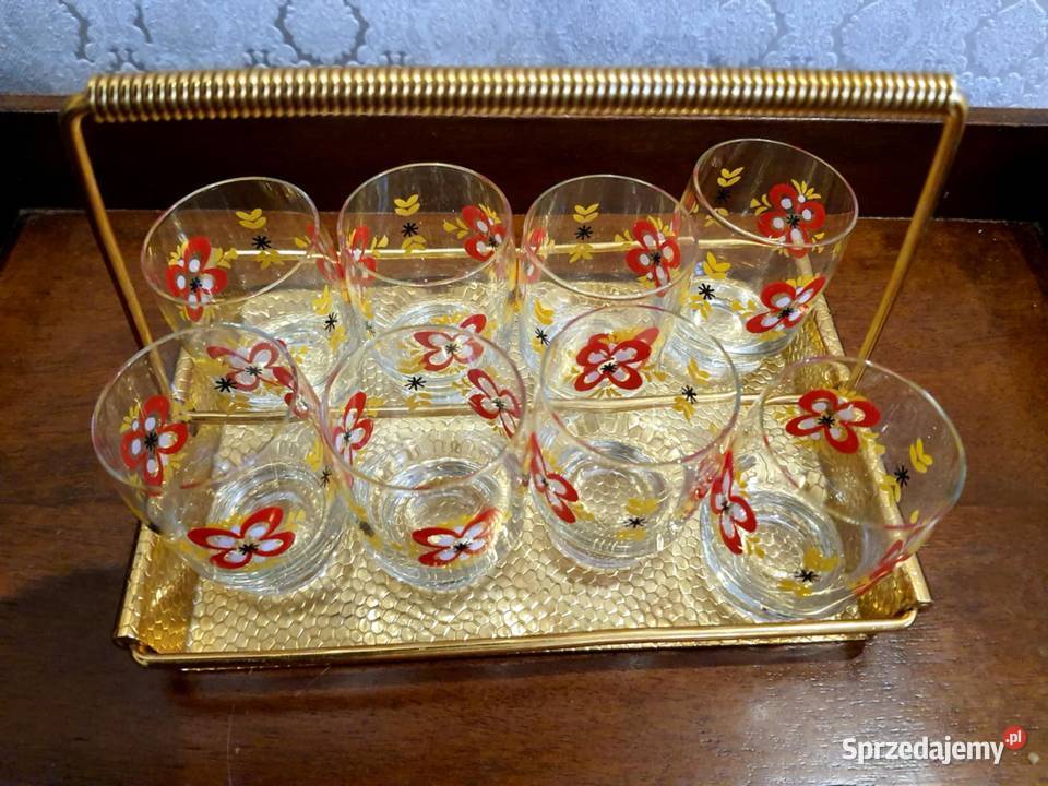 kieliszki DDR lata 50 vintage art deco Łódź