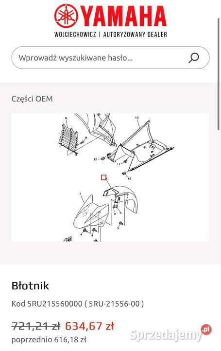 Błotnik 5RU215560000 5RU2155600 5RU21556 Wieruszów