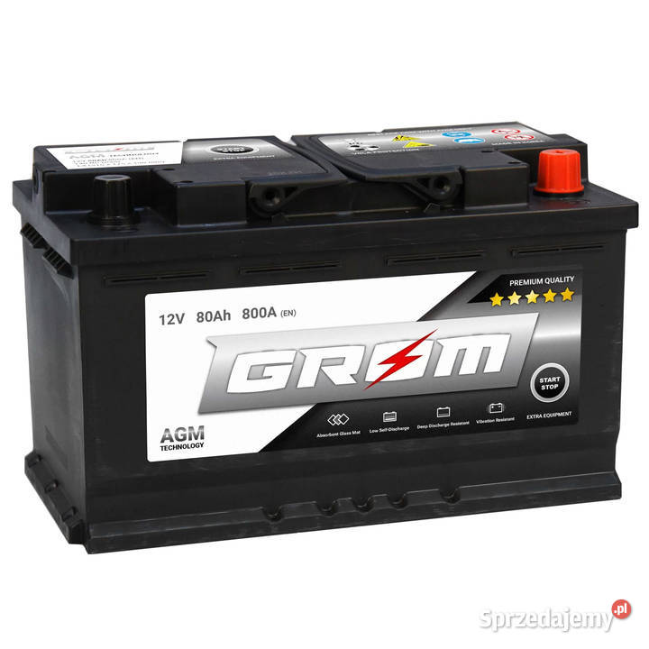 Akumulator GROM AGM STARTSTOP 80Ah 800A Prawy mazowieckie Warszawa