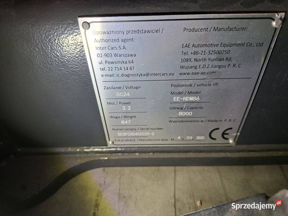 Mobilne kolumny podnośnikowe EVERT 4 udźwig Podnośniki warsztatowe mazowieckie Warszawa