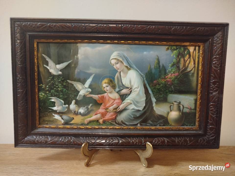 Rarytas Obraz Giovanni Madonna Jezus Antyk 1914 Szczecin