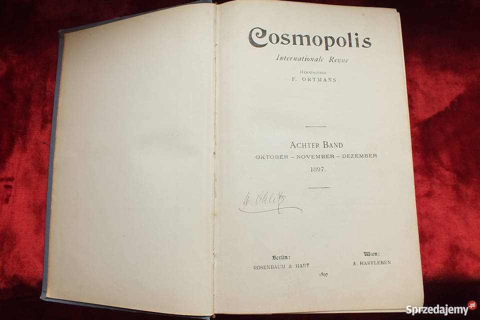 Stara powieść podróżnicza Cosmopolis z 1897 roku Żary