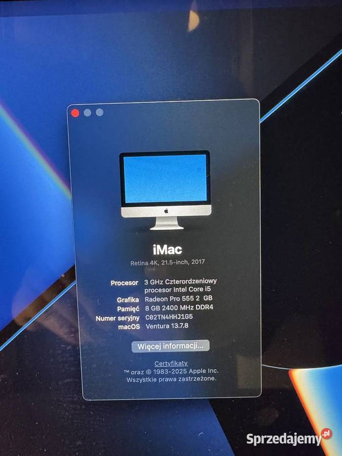 Apple iMac i5 8GB 1 TB 2017 A1418 stan wielkopolskie Poznań