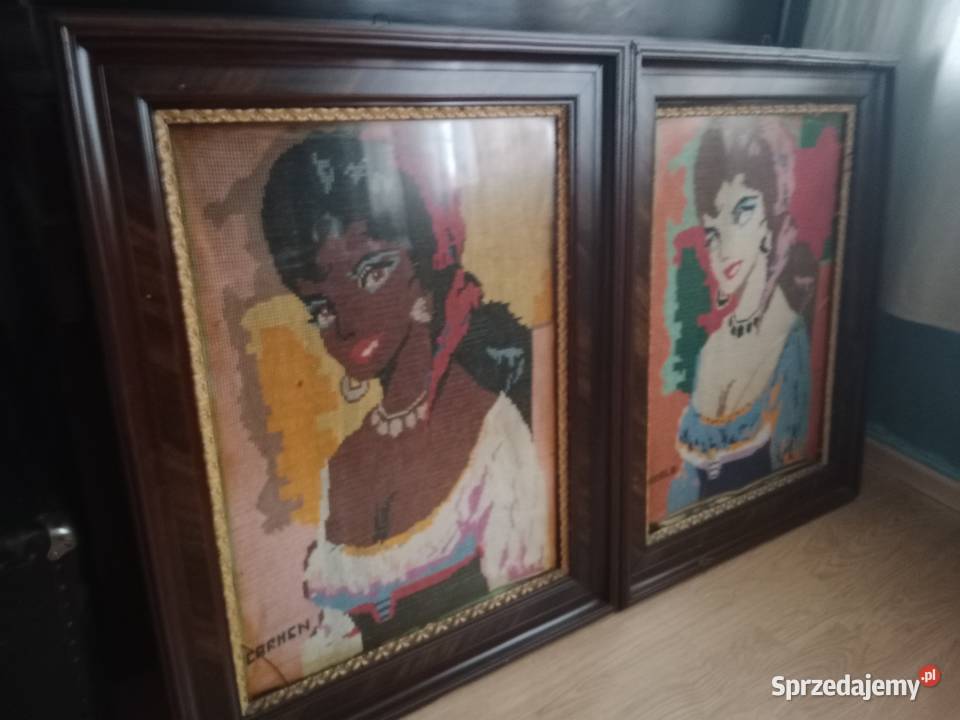Duże obrazy haft krzyżykowy 89 x 69 Vintage lata Obrazki i obrazy Ruda Śląska