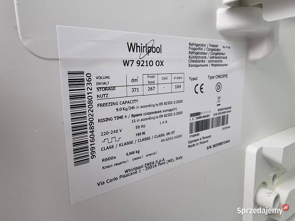 Lodówka Whirpool W7 9210 OX 60cm Świdnik