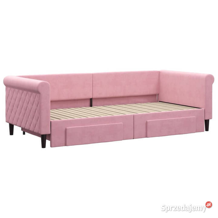 Sofa rozsuwana z szufladami różowa aksamit mazowieckie Warszawa