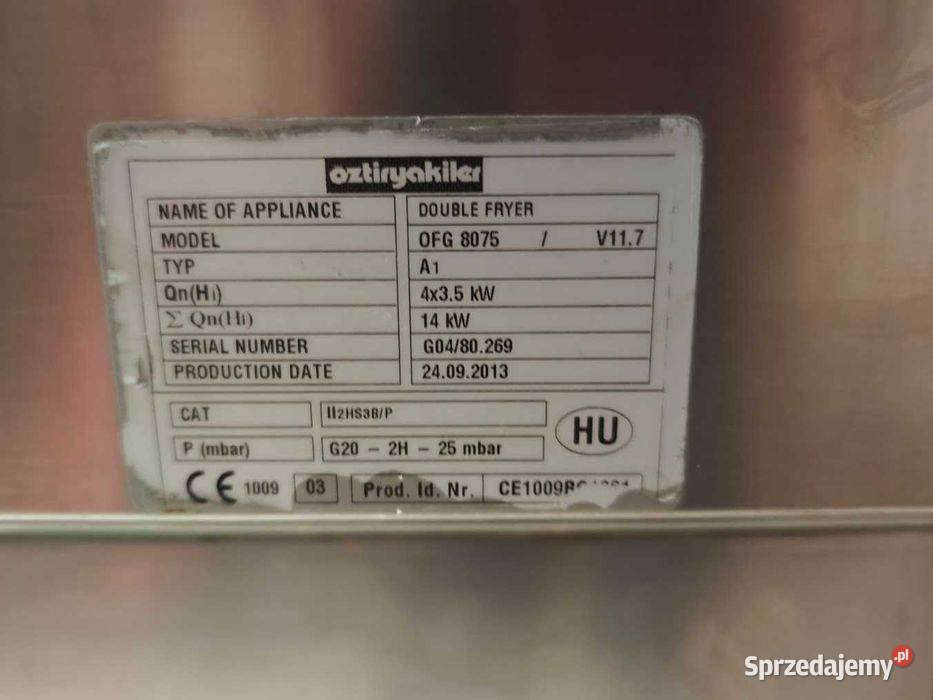 Frytownica gazowa podwójna OFG 8075 14 kW Góra
