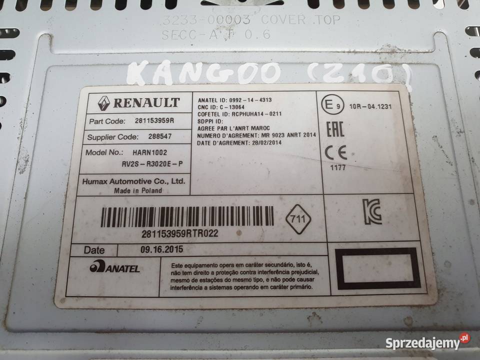 Renault Kangoo II III Citan RADIO CD Rudka