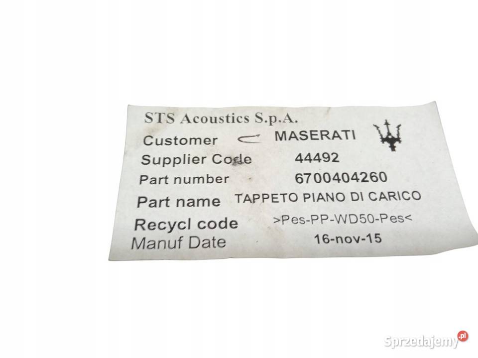 PODŁOGA BAGAŻNIKA WYKŁADZINA DYWAN 6700404260